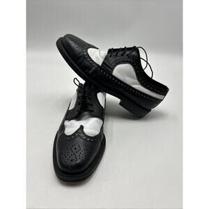 Brentano Men’s Wing Tip Oxfords Shoes Black White Leather Lace Up Size 11 M